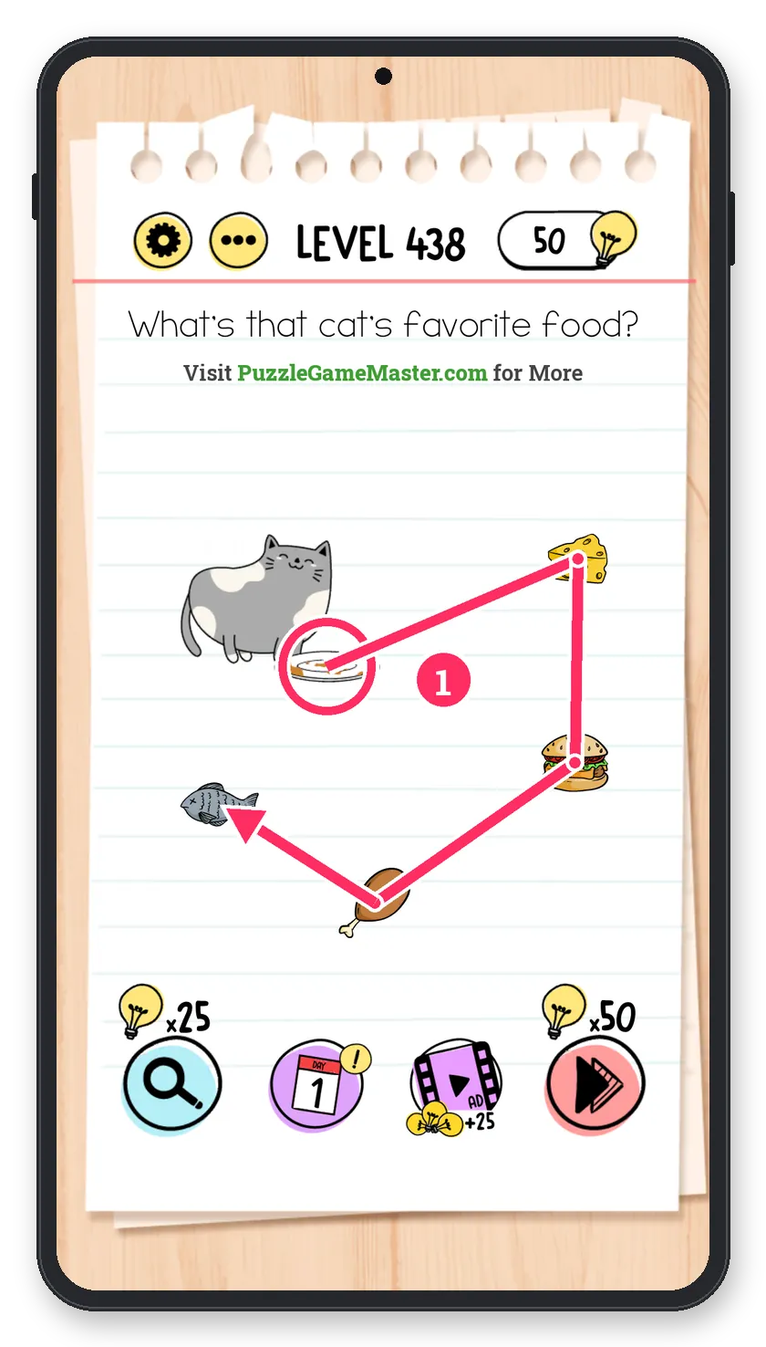 Brain Test: Tricky Puzzles Level 438 step 1: Collect the food