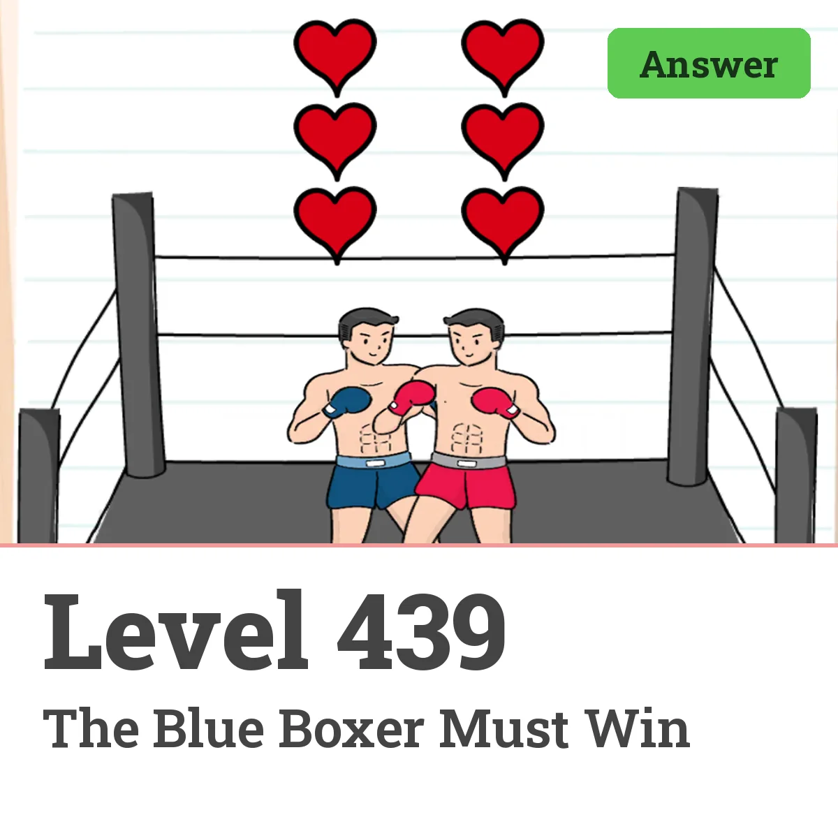 Brain Test: Tricky Puzzles Level 439 answer – The Blue Boxer Must Win