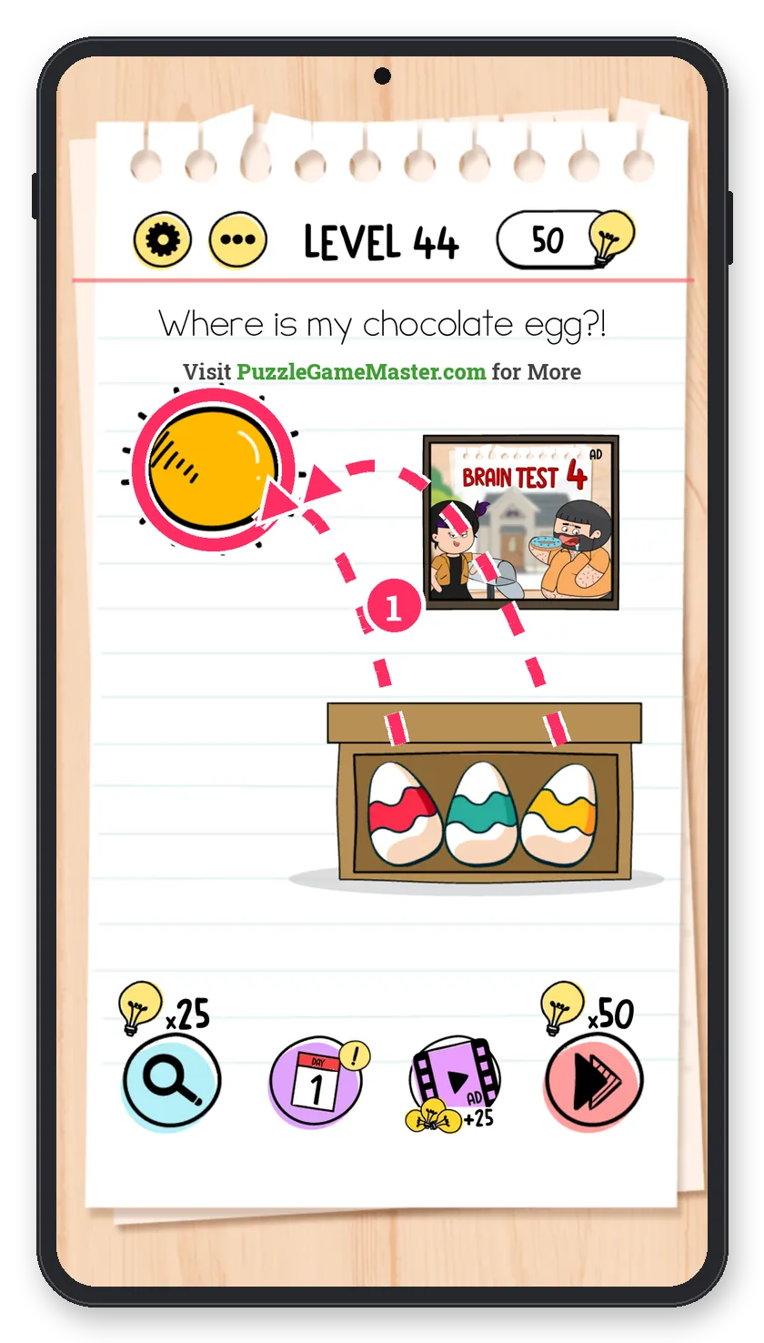 Brain Test: Tricky Puzzles Level 44 answer with steps marked