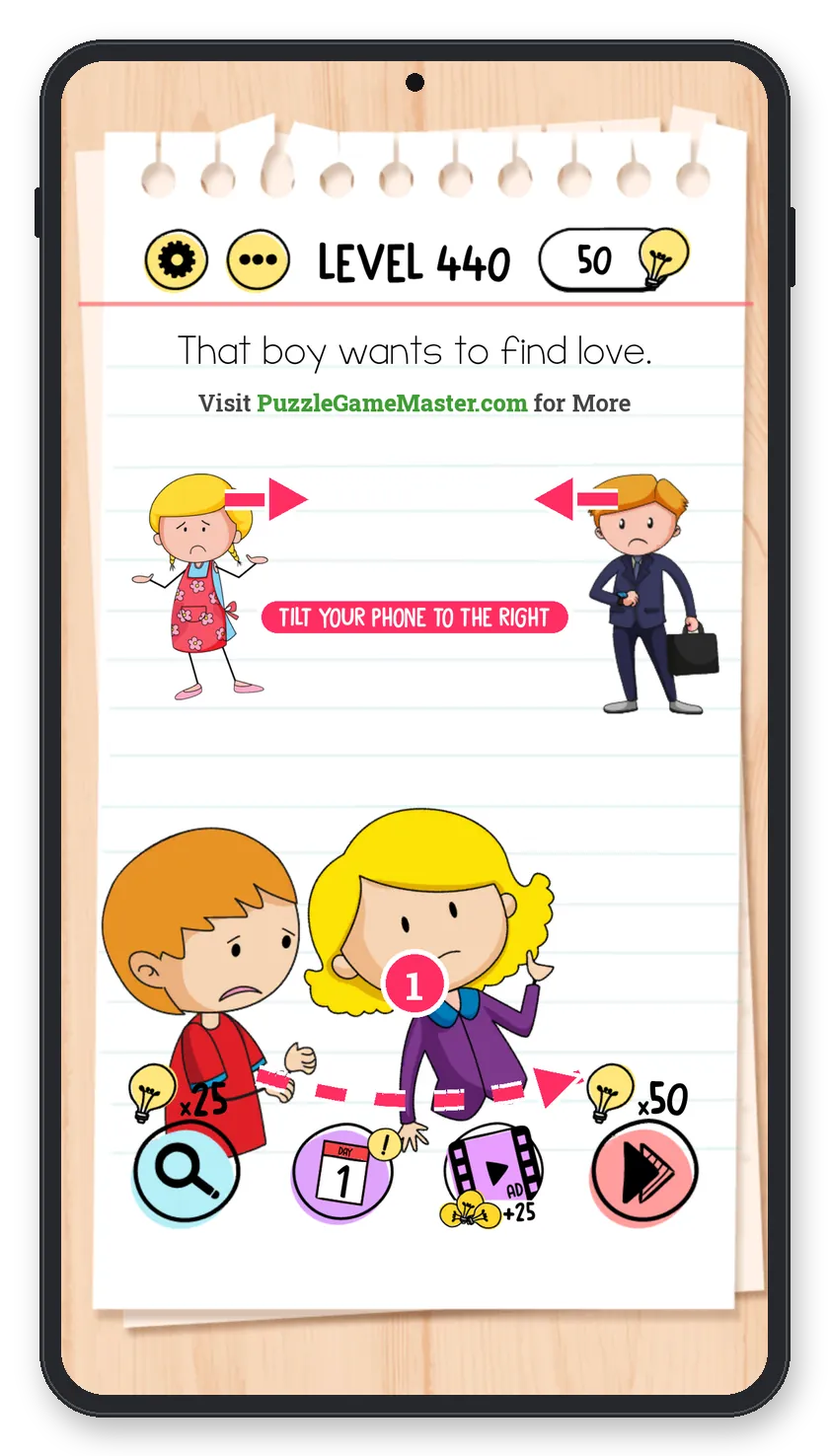 Brain Test: Tricky Puzzles Level 440 answer with steps marked