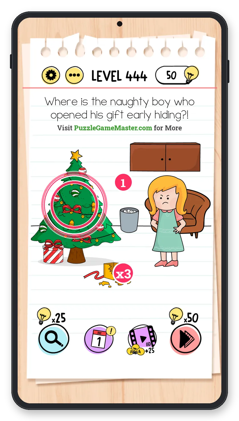 Brain Test: Tricky Puzzles Level 444 answer with steps marked