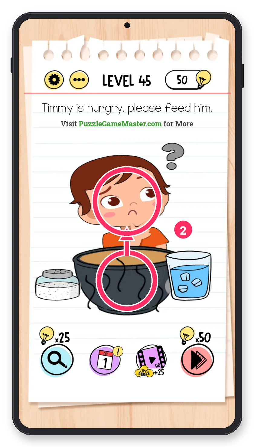 Brain Test: Tricky Puzzles Level 45 step 2: Feed Timmy
