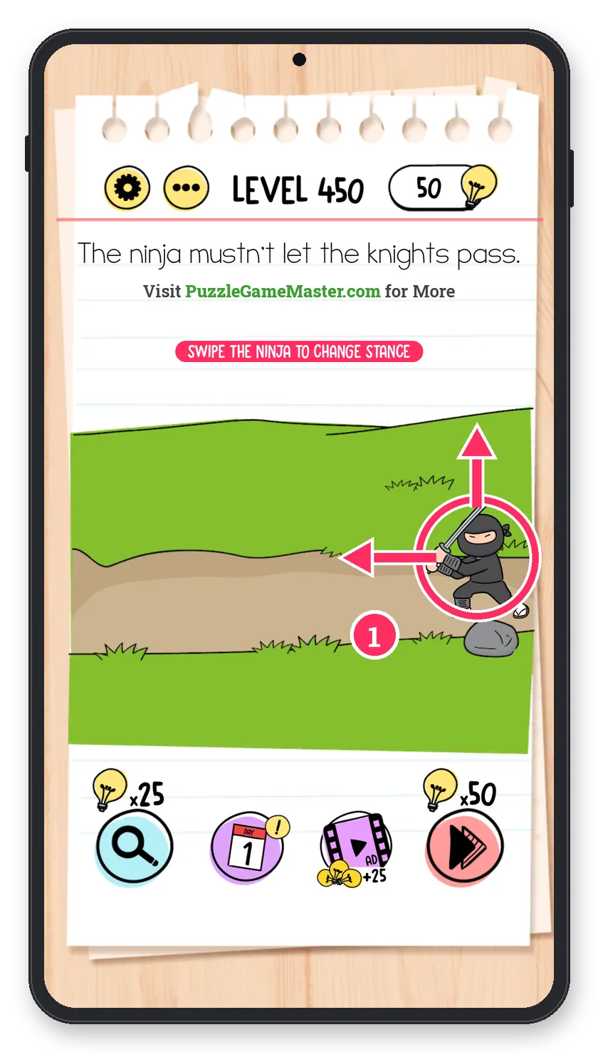 Brain Test: Tricky Puzzles Level 450 answer with steps marked