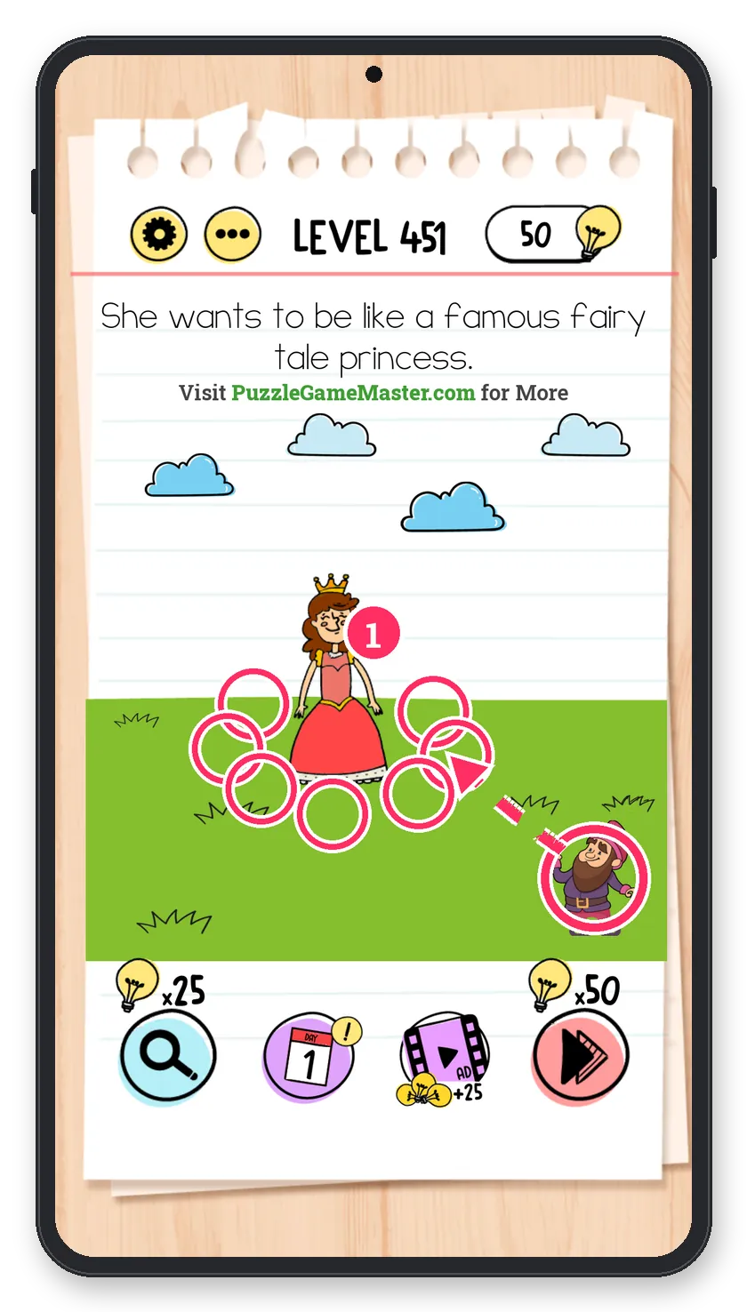 Brain Test: Tricky Puzzles Level 451 answer with steps marked