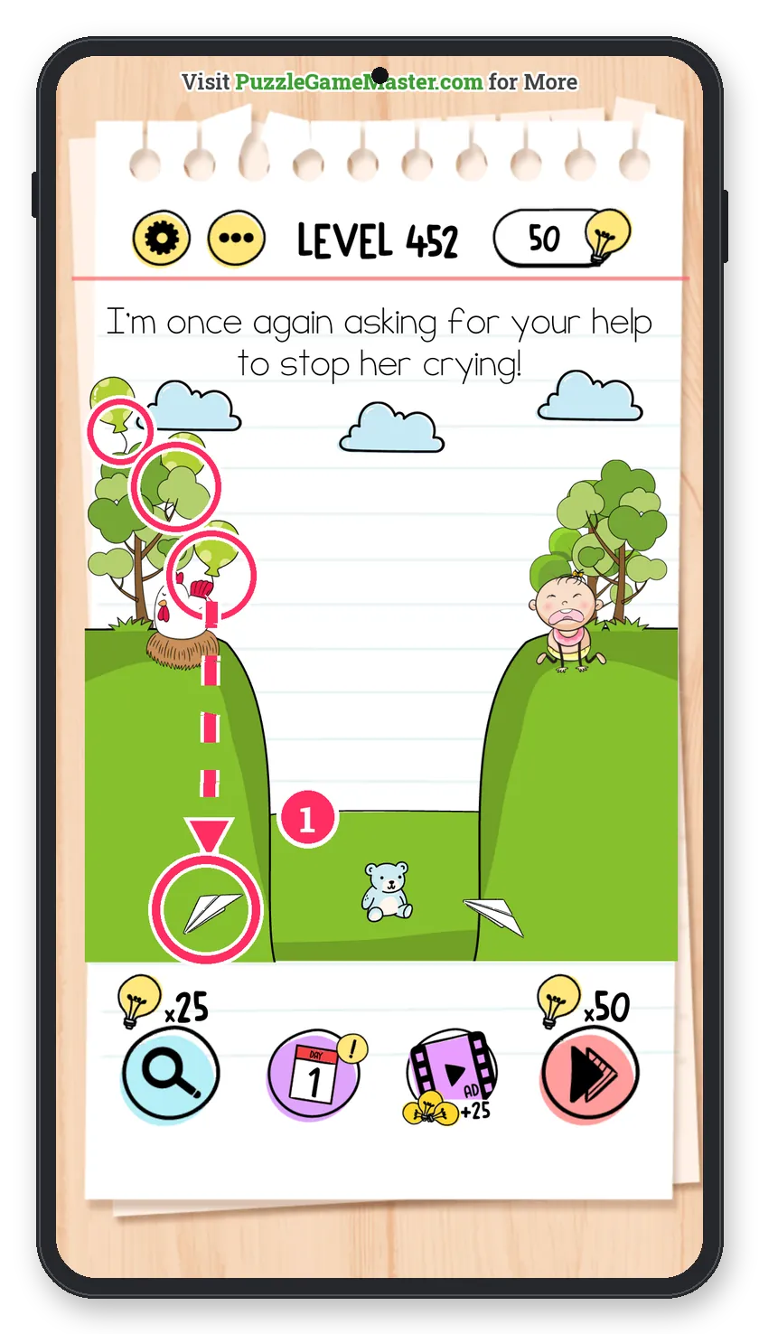 Brain Test: Tricky Puzzles Level 452 answer with steps marked