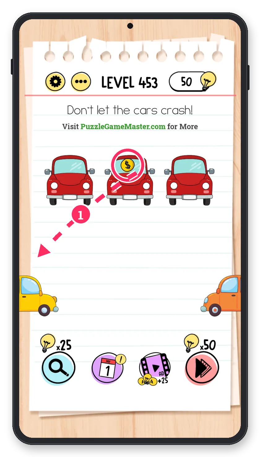 Brain Test: Tricky Puzzles Level 453 answer with steps marked