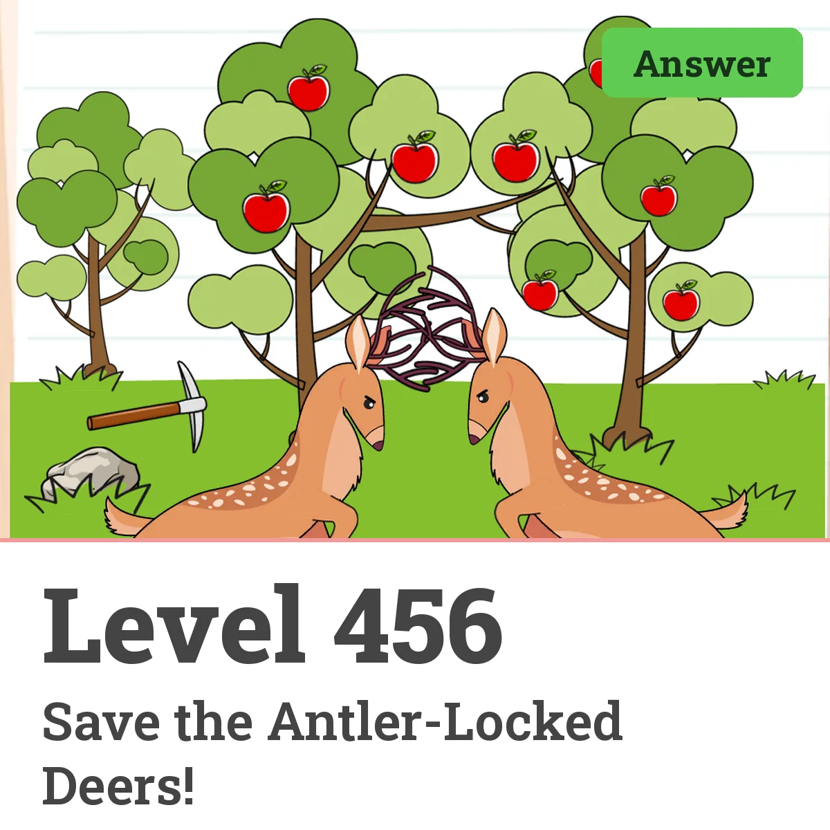 Brain Test: Tricky Puzzles Level 456 answer – Save the Antler-Locked Deers!