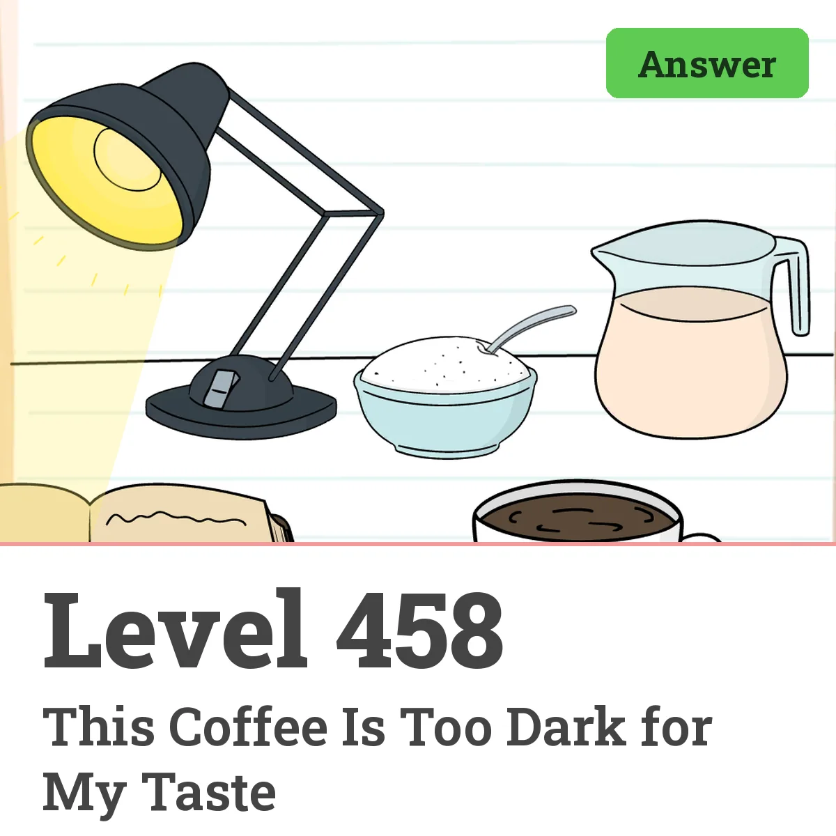 Brain Test: Tricky Puzzles Level 458 answer – This Coffee Is Too Dark for My Taste