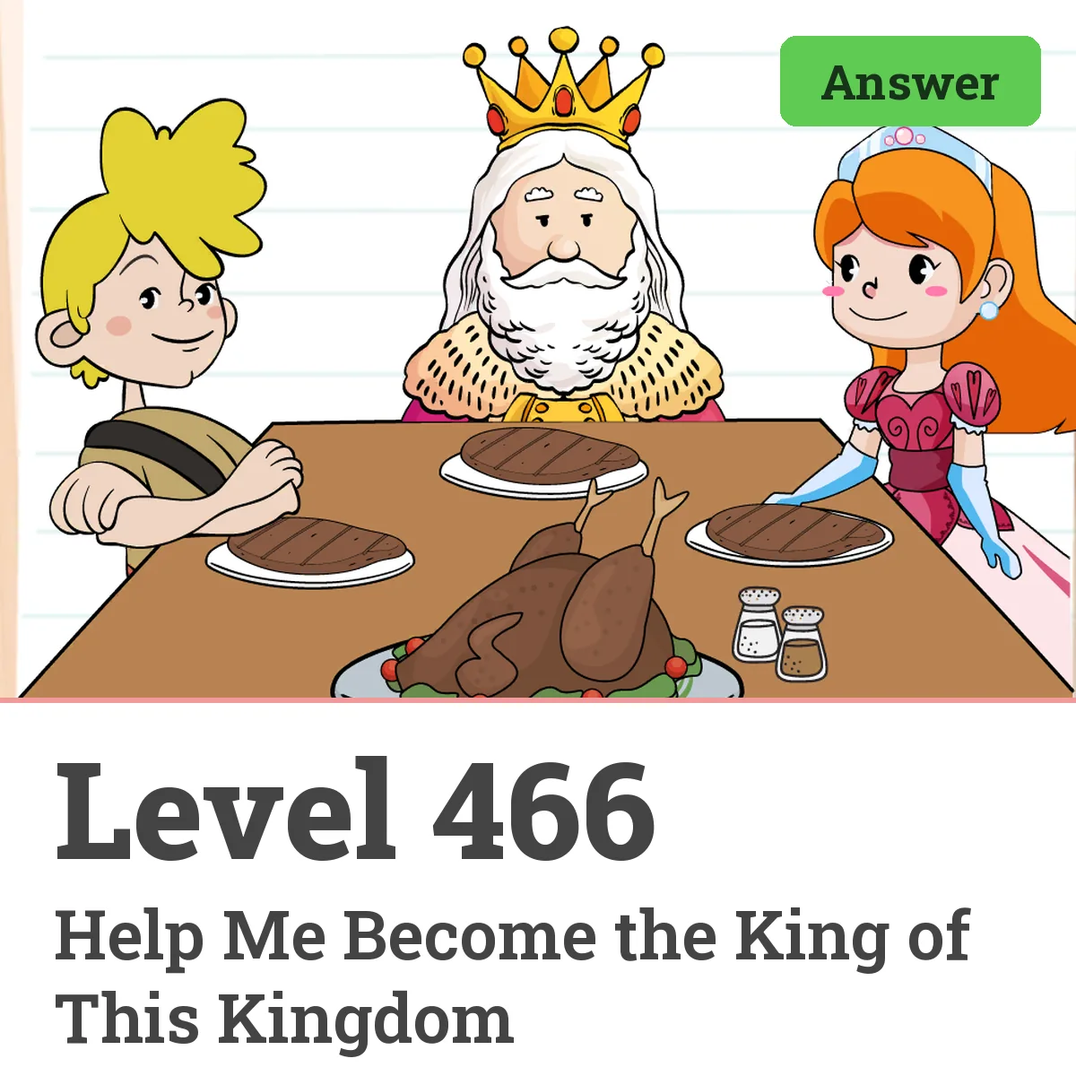 Brain Test: Tricky Puzzles Level 466 answer – Help Me Become the King of This Kingdom