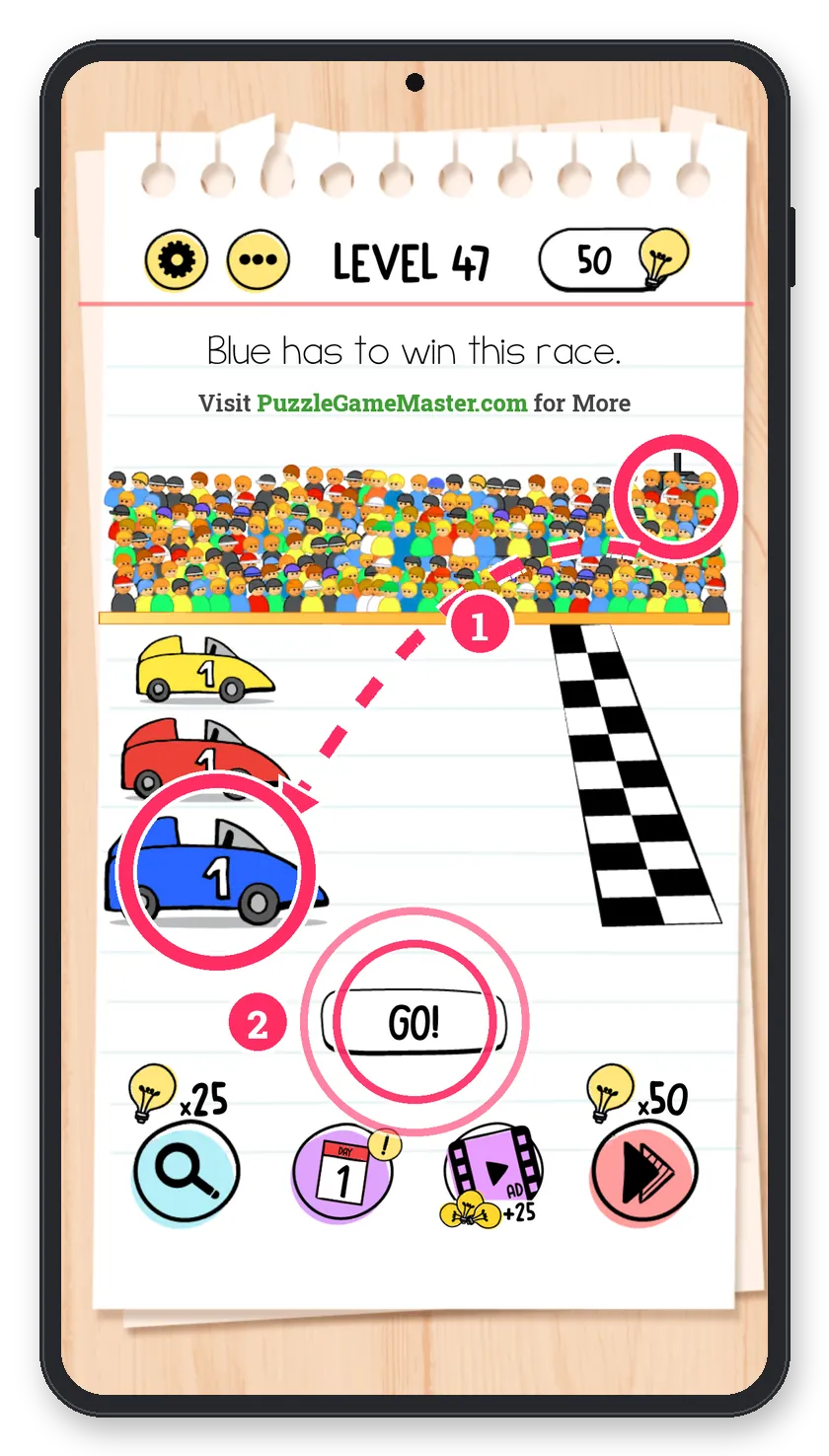 Brain Test: Tricky Puzzles Level 47 answer with steps marked