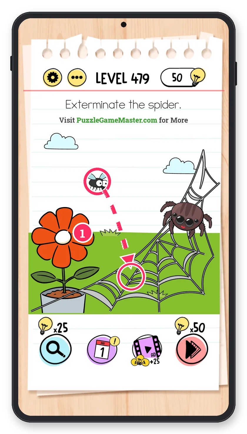 Brain Test: Tricky Puzzles Level 479 step 1: Bait the spider