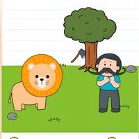 Brain Test: Tricky Puzzles Level 488 answer – The Man Must Scare Away the Lion
