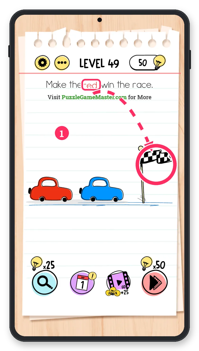Brain Test: Tricky Puzzles Level 49 answer with steps marked