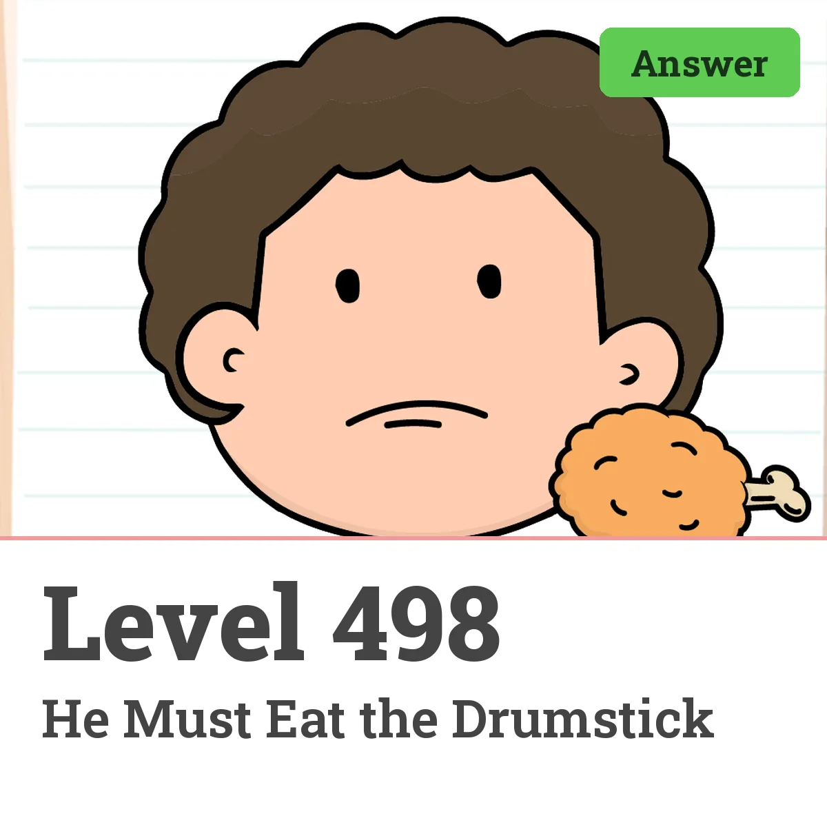 Brain Test: Tricky Puzzles Level 498 answer – He Must Eat the Drumstick