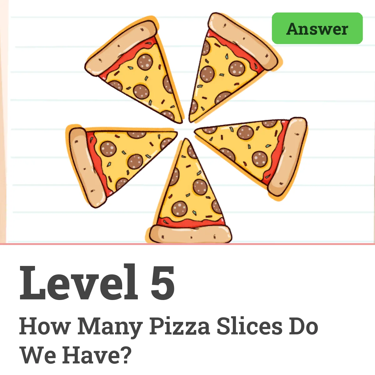 Brain Test: Tricky Puzzles Level 5 answer – How Many Pizza Slices Do We Have?