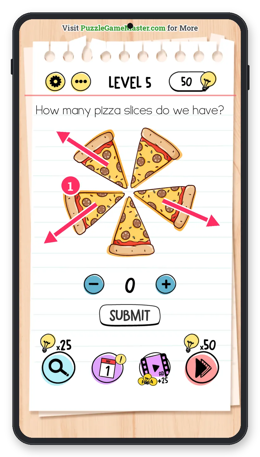 Brain Test: Tricky Puzzles Level 5 step 1: Move the slices