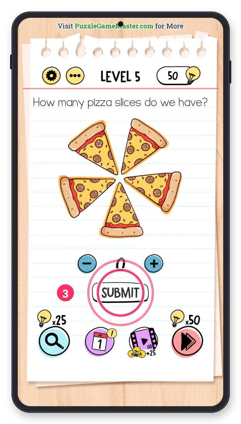 Brain Test: Tricky Puzzles Level 5 step 3: Tap SUBMIT