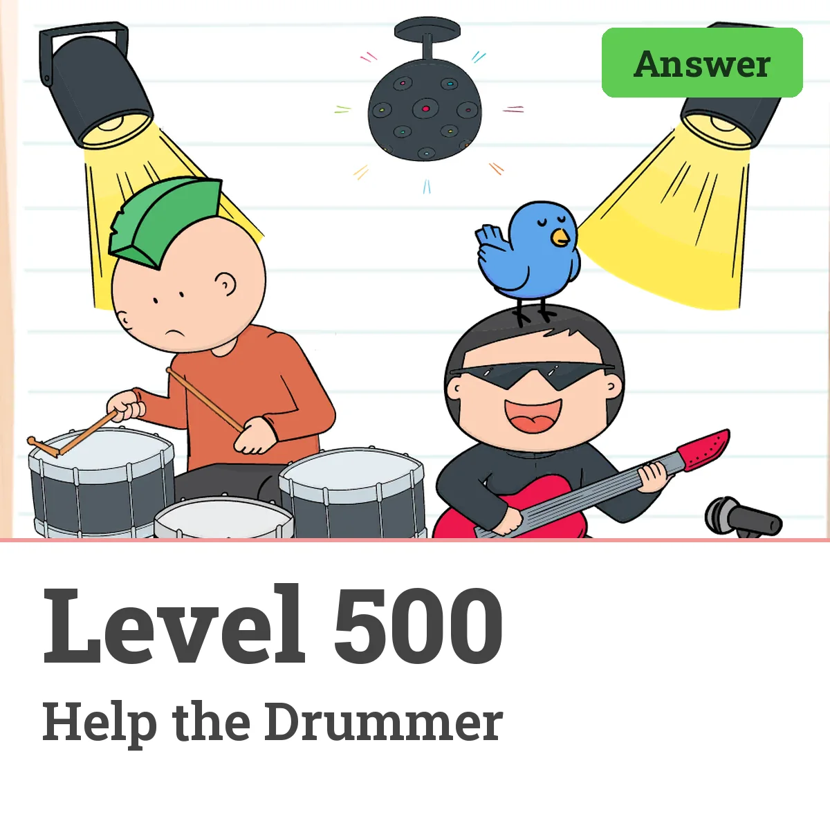 Brain Test: Tricky Puzzles Level 500 answer – Help the Drummer