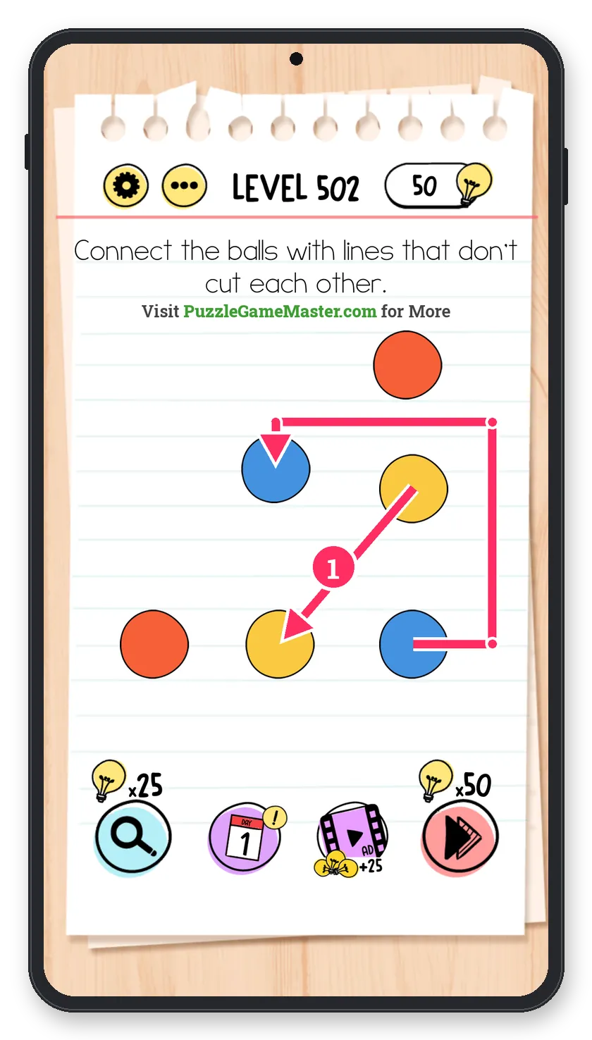 Brain Test: Tricky Puzzles Level 502 step 1: Yellow and blue