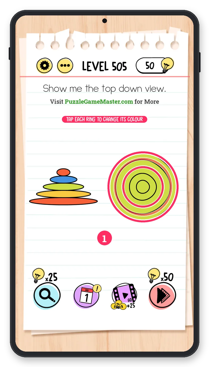 Brain Test: Tricky Puzzles Level 505 answer with steps marked