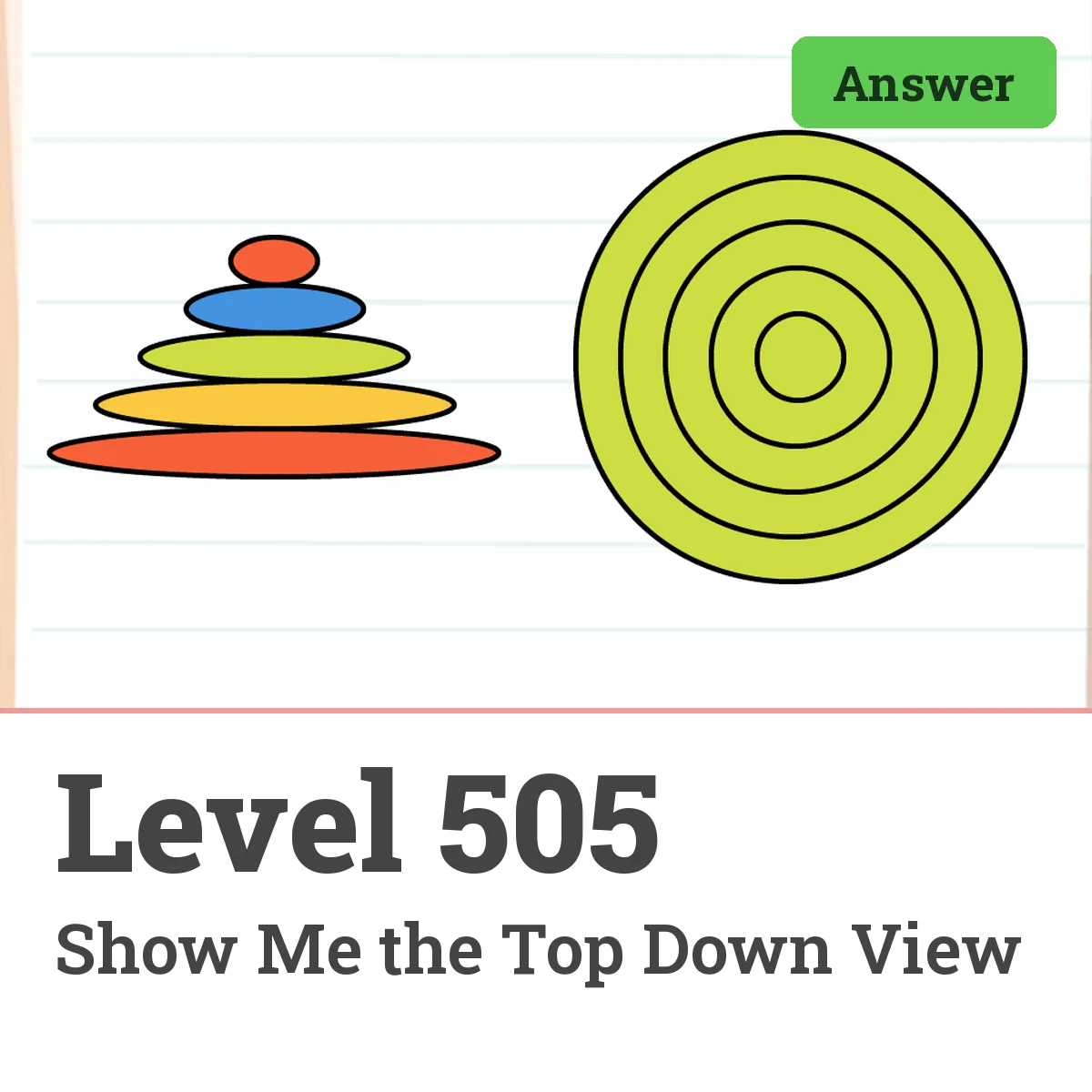 Brain Test: Tricky Puzzles Level 505 answer – Show Me the Top Down View