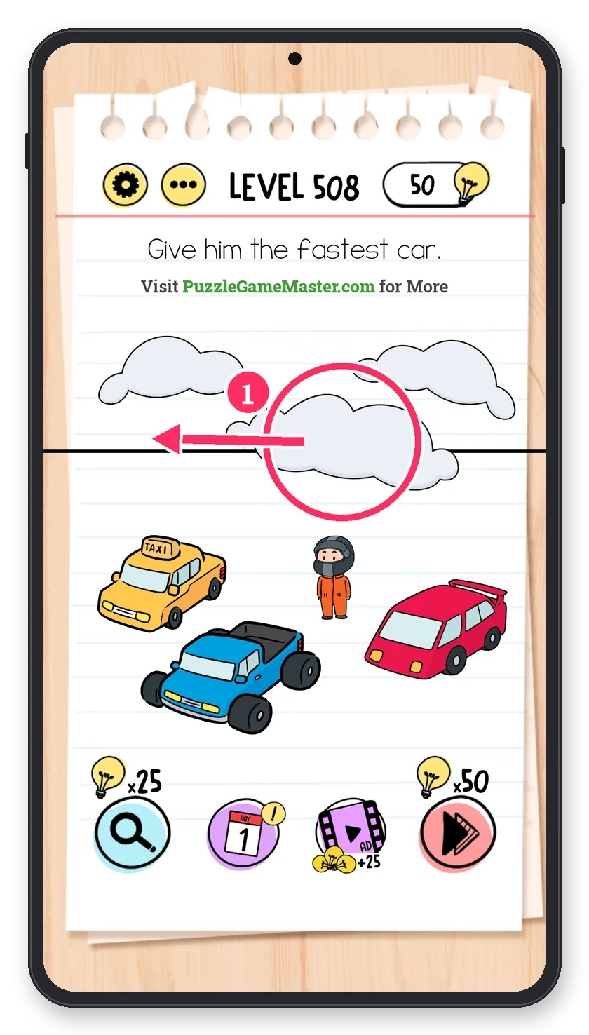 Brain Test: Tricky Puzzles Level 508 step 1: Uncover the car
