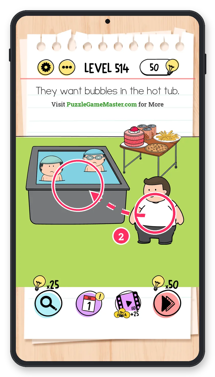 Brain Test: Tricky Puzzles Level 514 step 2: Put him in the tub