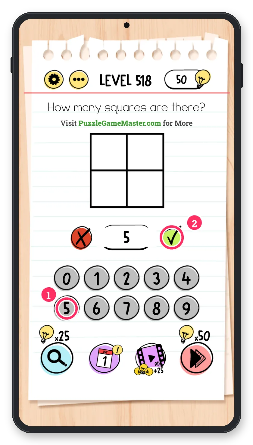 Brain Test: Tricky Puzzles Level 518 answer with steps marked