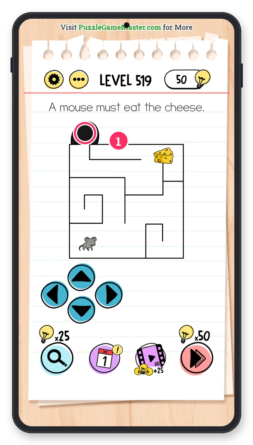 Brain Test: Tricky Puzzles Level 519 step 1: Find the mouse