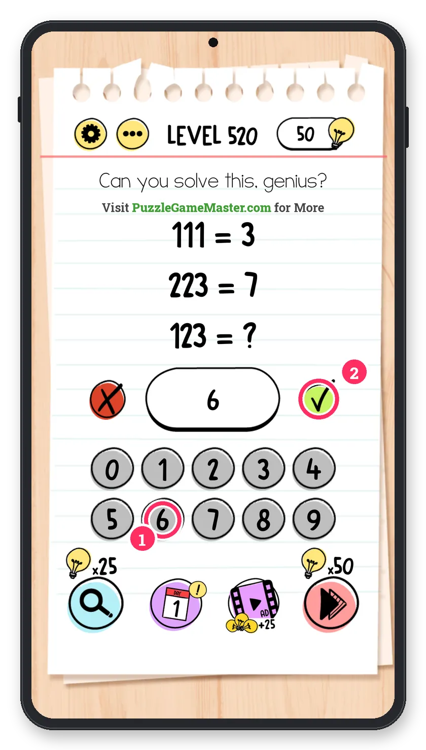 Brain Test: Tricky Puzzles Level 520 answer with steps marked