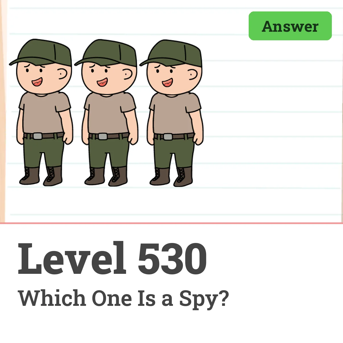 Brain Test: Tricky Puzzles Level 530 answer – Which One Is a Spy?