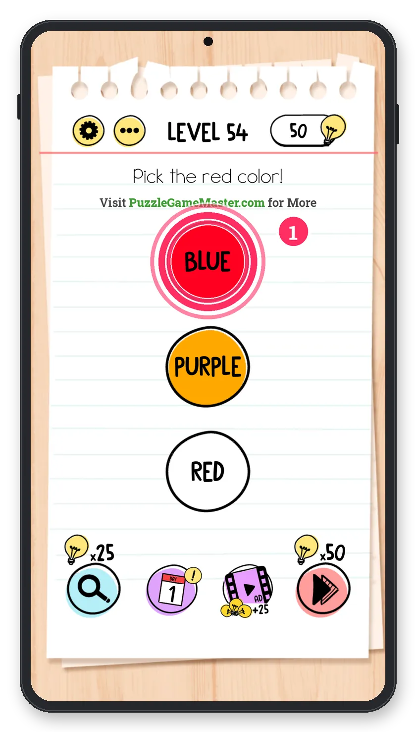 Brain Test: Tricky Puzzles Level 54 answer with steps marked