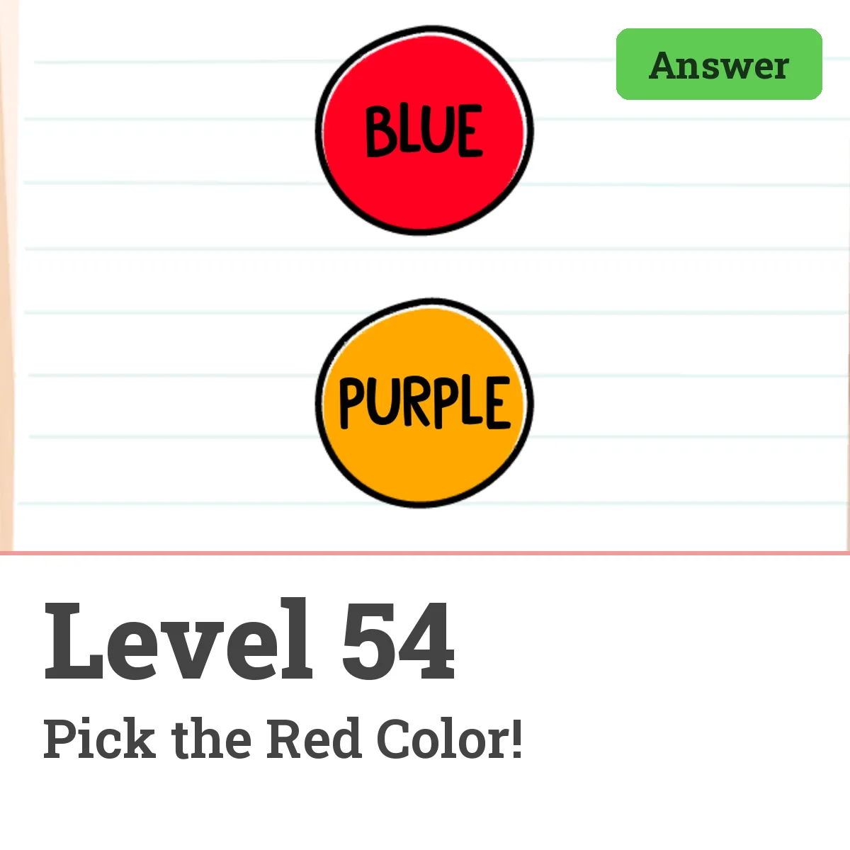 Brain Test: Tricky Puzzles Level 54 answer – Pick the Red Color!