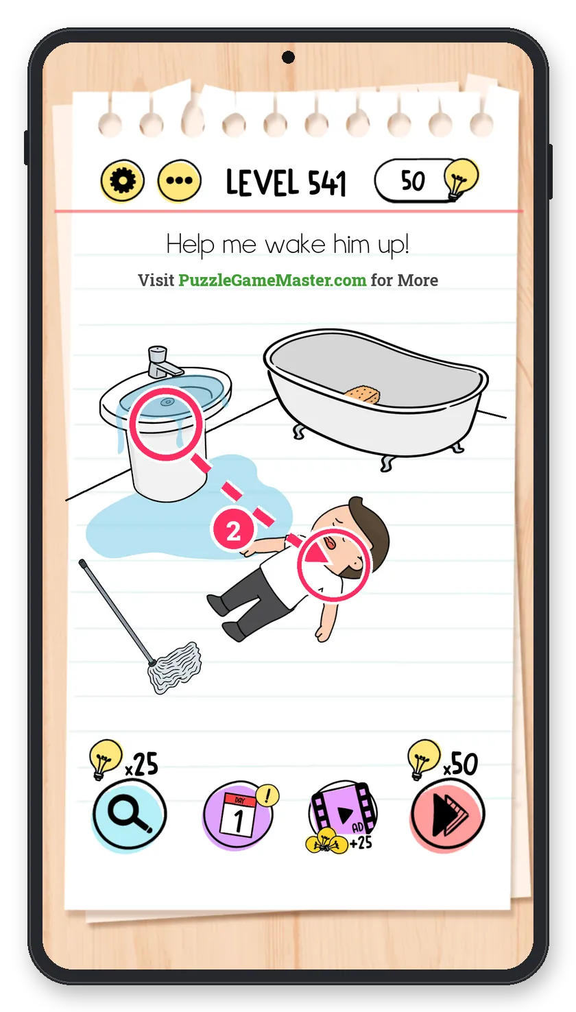 Brain Test: Tricky Puzzles Level 541 step 2: Wake him