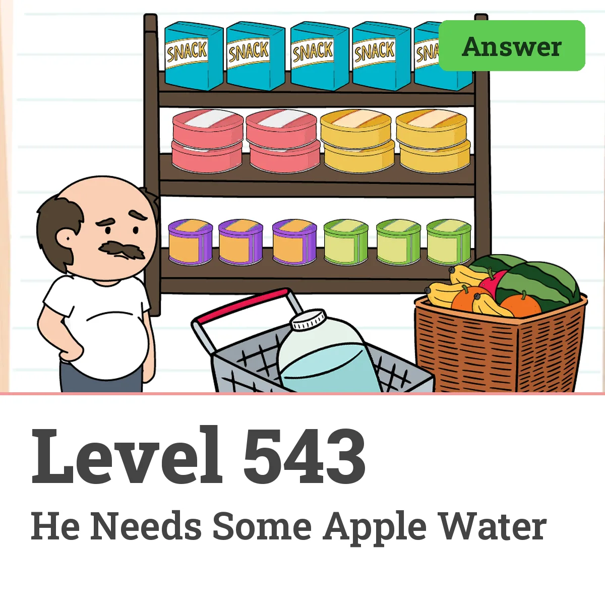 Brain Test: Tricky Puzzles Level 543 answer – He Needs Some Apple Water