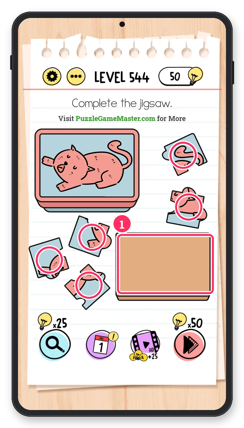 Brain Test: Tricky Puzzles Level 544 step 1: Place the pieces