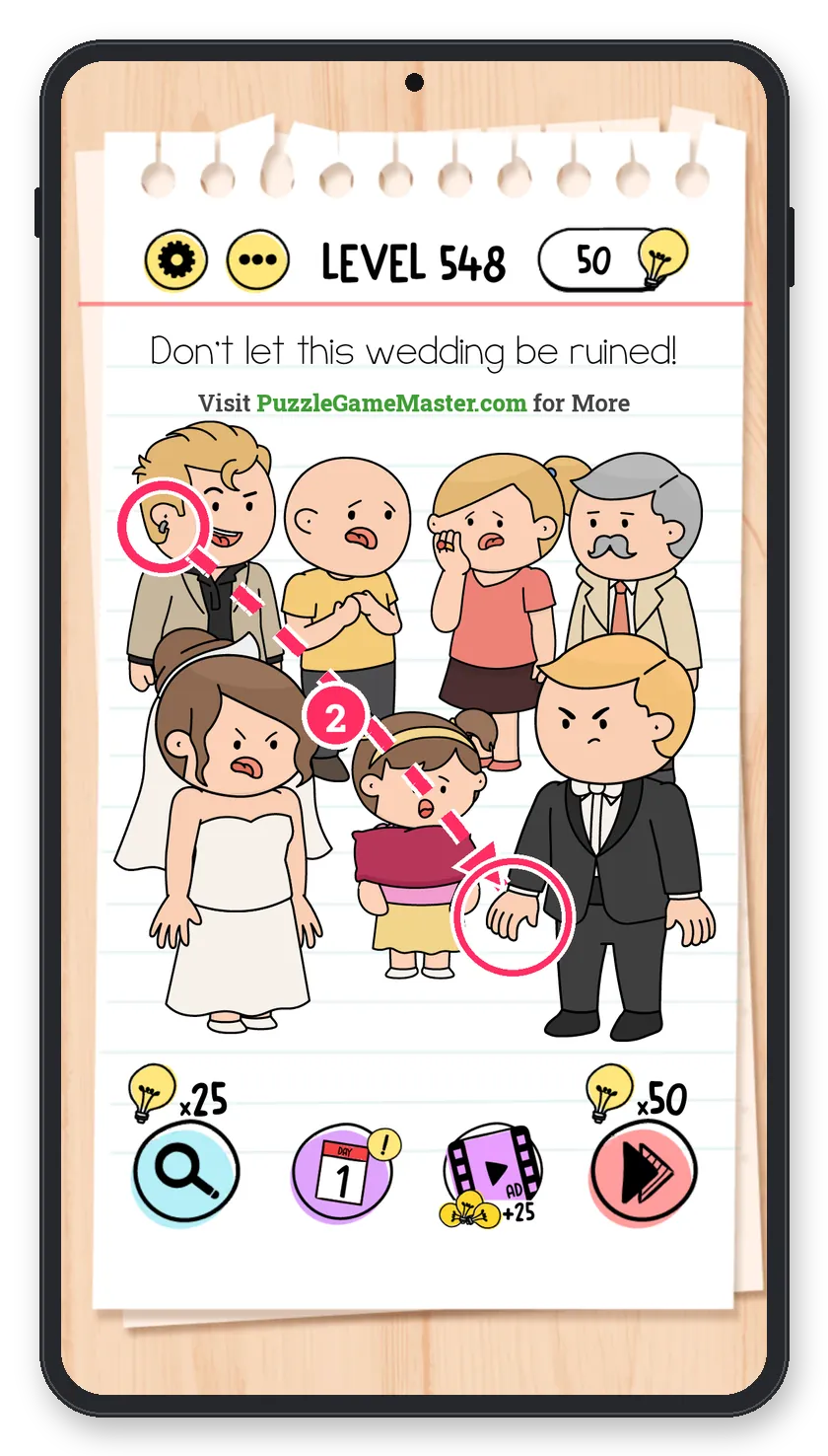 Brain Test: Tricky Puzzles Level 548 step 2: Ring for the groom