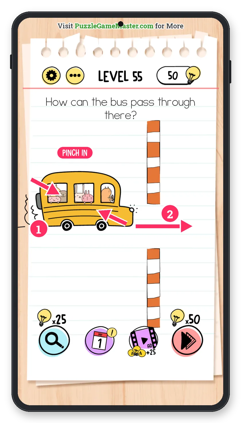 Brain Test: Tricky Puzzles Level 55 answer with steps marked