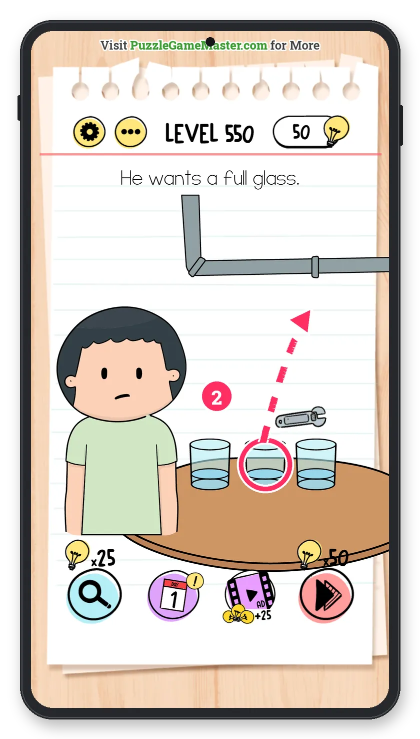 Brain Test: Tricky Puzzles Level 550 step 2: Fill the glasses