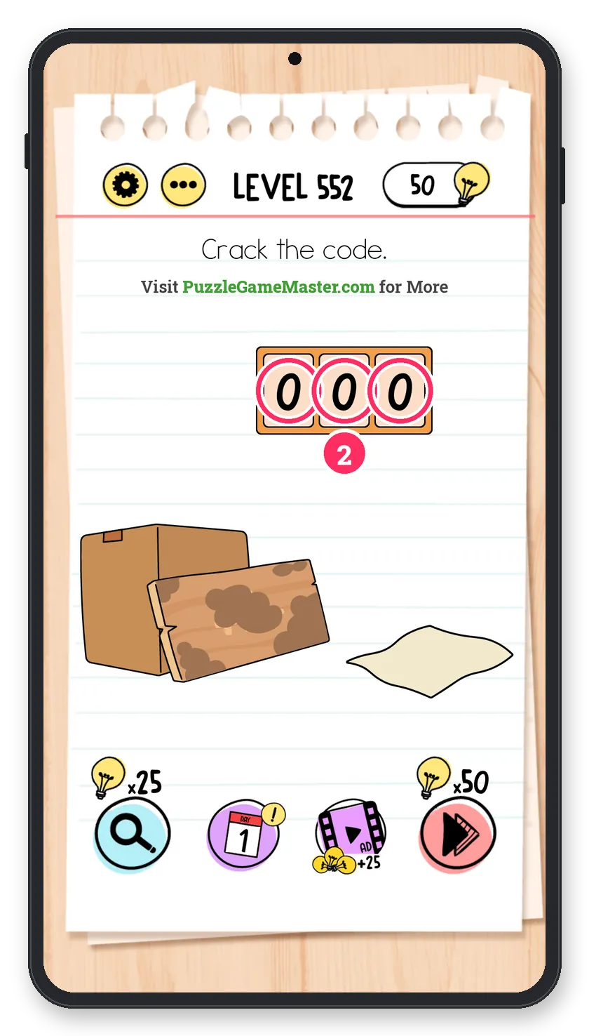 Brain Test: Tricky Puzzles Level 552 step 2: Enter the code