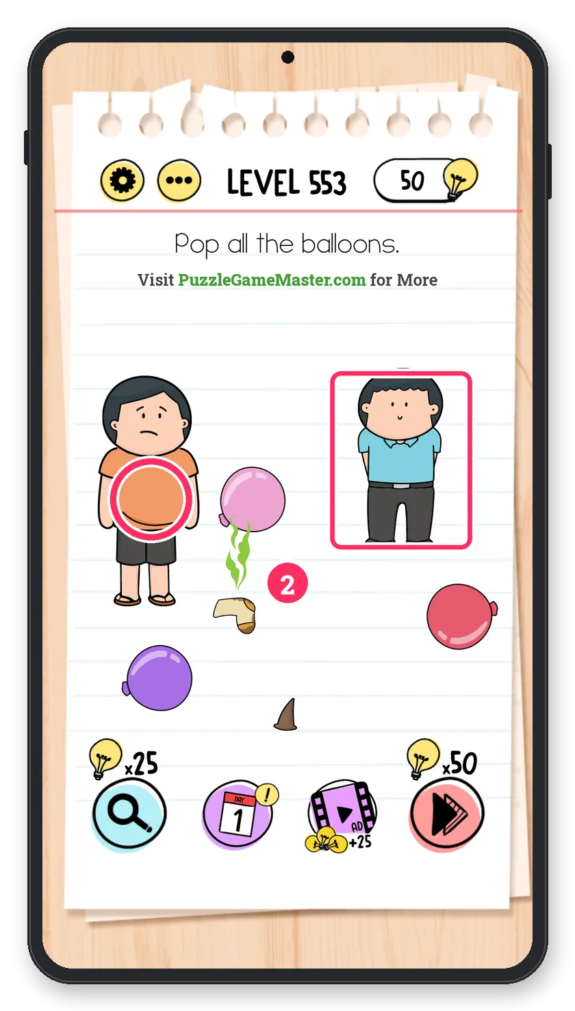 Brain Test: Tricky Puzzles Level 553 step 2: Pop the hidden ones