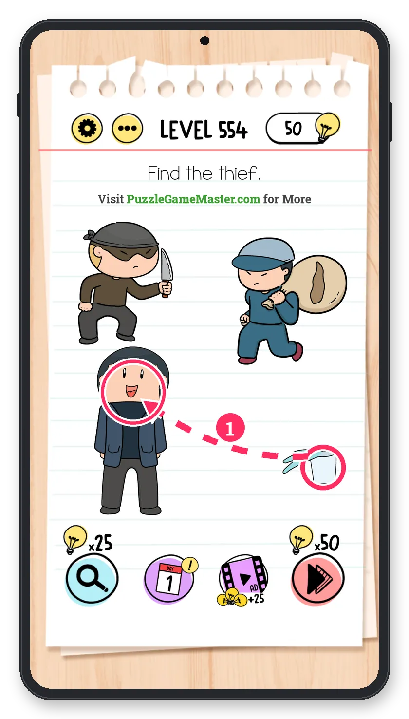 Brain Test: Tricky Puzzles Level 554 answer with steps marked