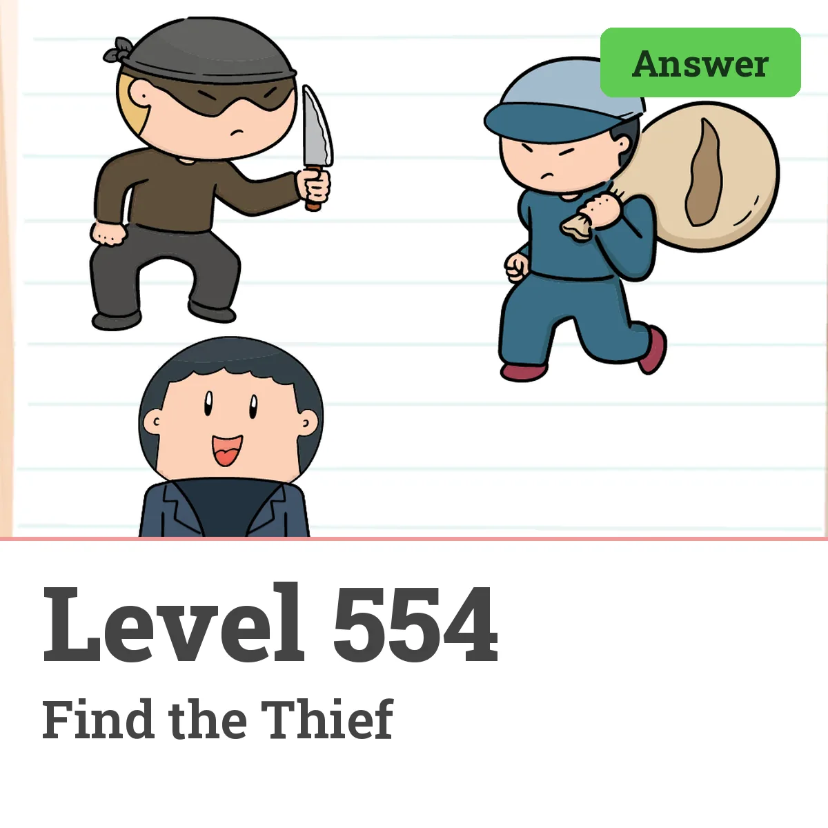 Brain Test: Tricky Puzzles Level 554 answer – Find the Thief