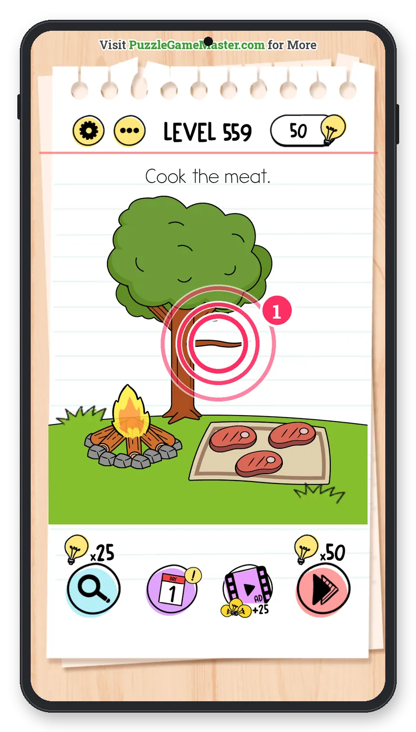 Brain Test: Tricky Puzzles Level 559 step 1: Get the skewer