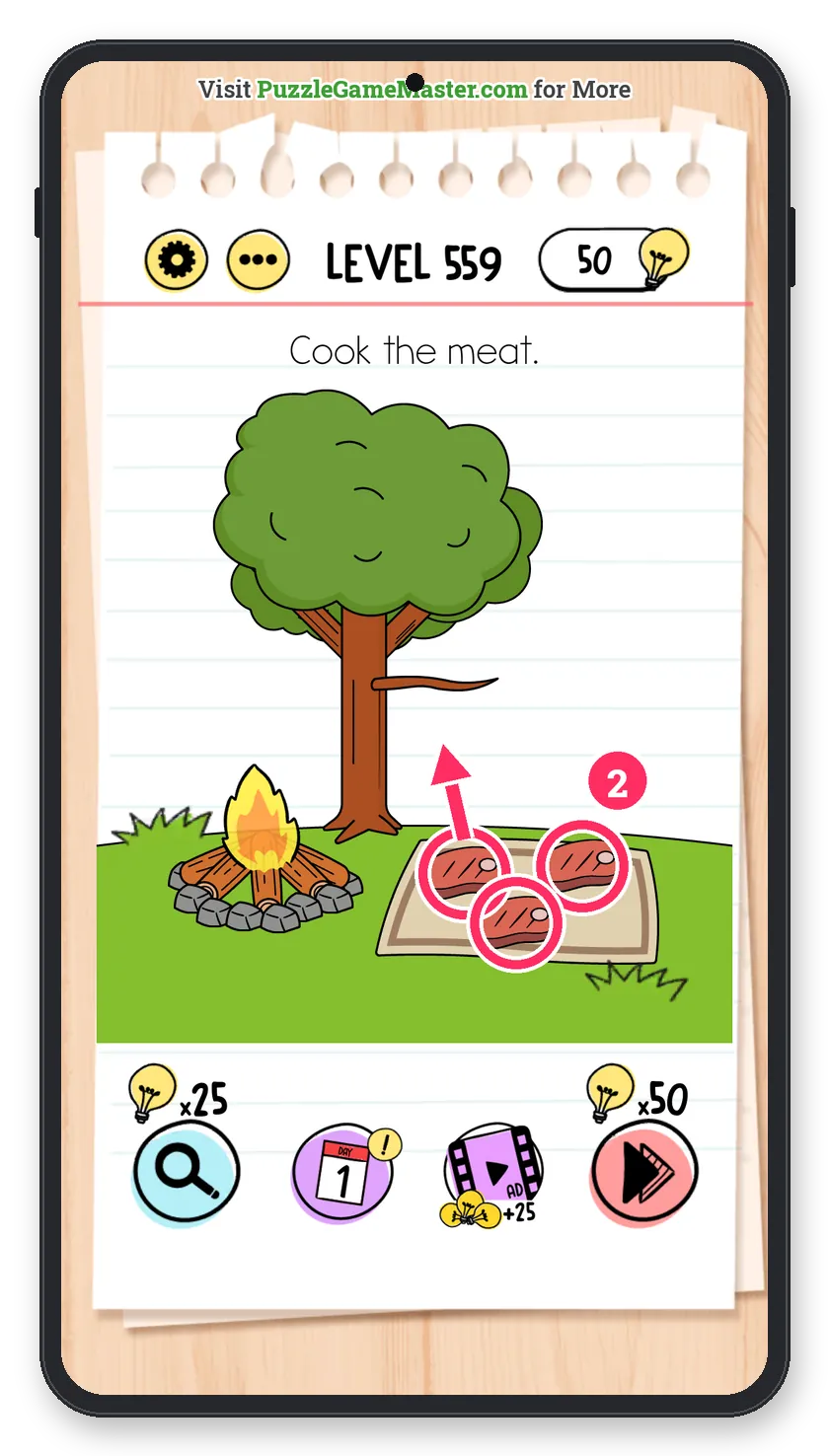 Brain Test: Tricky Puzzles Level 559 step 2: Load the meat
