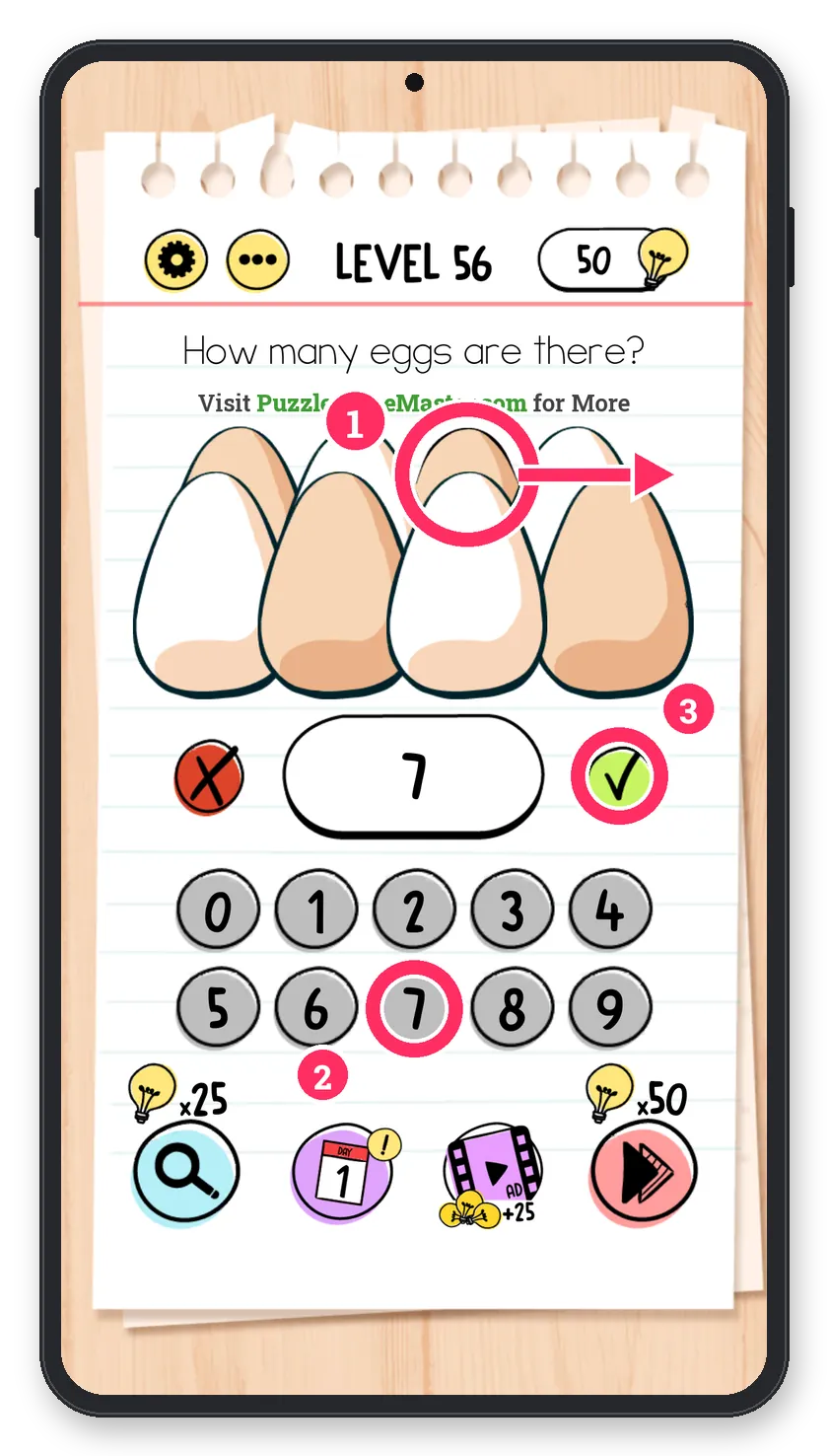 Brain Test: Tricky Puzzles Level 56 answer with steps marked