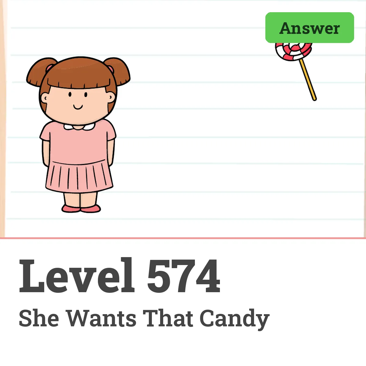 Brain Test: Tricky Puzzles Level 574 answer – She Wants That Candy