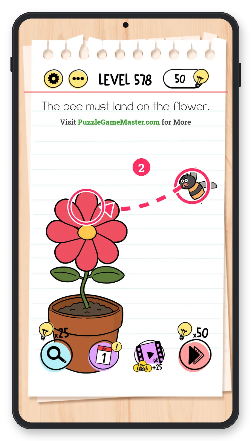 Brain Test: Tricky Puzzles Level 578 step 2: Land the bee