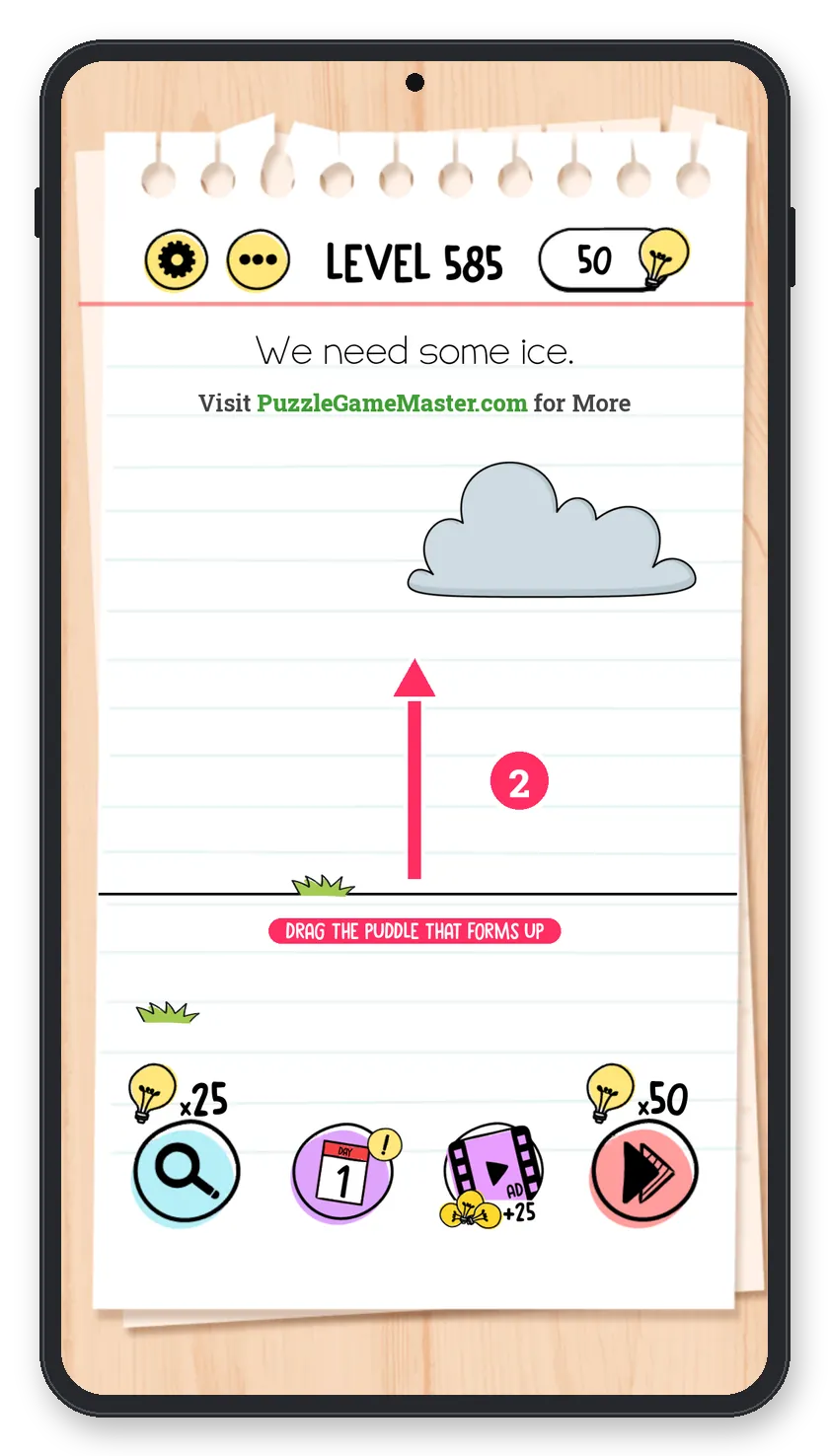 Brain Test: Tricky Puzzles Level 585 step 2: Lift the puddle