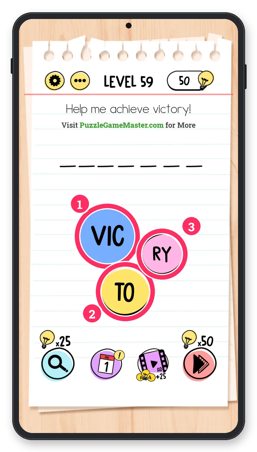 Brain Test: Tricky Puzzles Level 59 answer with steps marked